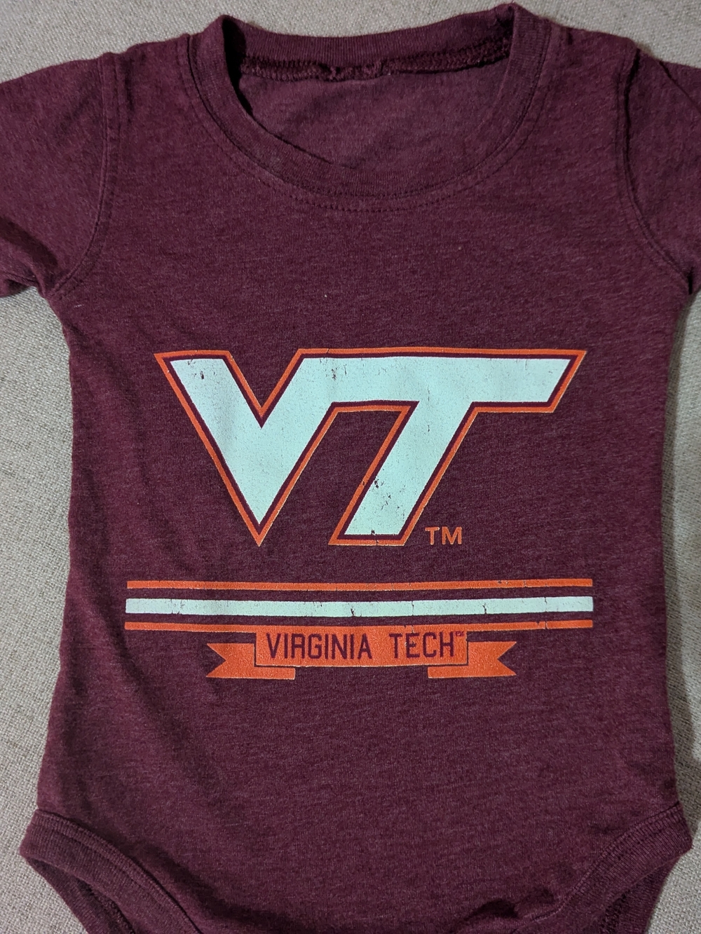 Virginia Tech Maroon Baby Bodysuit - VT Logo